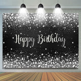 Allenjoy Sliver Glitter Diamonds Black Birthday Backdrop