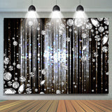 Allenjoy Sliver Glitter Diamonds Black Birthday Party Backdrop