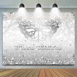 Allenjoy Sliver Glitter Diamonds Bokeh Mask Birthday Backdrop