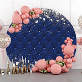 Allenjoy Sliver Glitter Diamonds Round Blue Birthday Backdrop