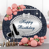 Allenjoy Sliver Glitter Heels Round Birthday Party Backdrop