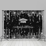 Allenjoy Sliver Glitter Star Congratulation Grad Black Backdrop