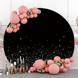 Allenjoy Sliver Light Glitter Black Round Birthday Backdrop