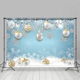 Allenjoy Sliver Pearl Ball With Snowflake Christmas Backdrop