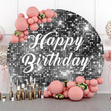 Allenjoy Sliver Sequin Bokeh Round Happy Birthday Backdrop