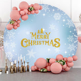 Allenjoy Snowflake And Gold Merry Christmas Circle Backdrop