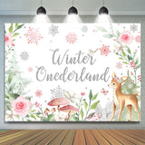 Allenjoy Snowflake Flower With Deer Onederland Birthday Backdrop