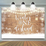 Allenjoy Snowflake Winter Onederland Wooden Birthday Backdrop