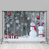 Allenjoy Snowman With Snowflake Wooden Merry Christmas Backdrop