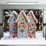 Allenjoy Snowy Gingerbread House Bokeh Christamas Backdrop