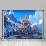 Allenjoy Snowy Mountain River Red Castle Christmas Backdrop