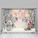 Allenjoy Snowy Trees Cute Snowman Bokeh Christmas Backdrops