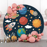 Allenjoy Solar System Planet Space Birthday Round Backdrop