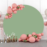 Allenjoy Solid Light Green Simple Round Backdrop Birthday