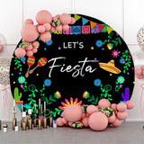 Allenjoy Sombrero Flower Maraca Round Mexican Fiesta Backdrop