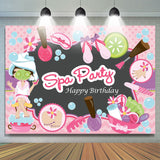 Allenjoy Spa Party Pink Happy Birthday Backdrop Girl