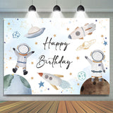 Allenjoy Spacecraft Astronaut Planet Happy Birthday Backdrop