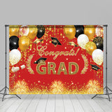 Allenjoy Sparkle Balloons Red Congrats Graduation Backdrop