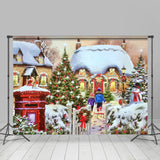 Allenjoy Sparkle Snowy House Child Merry Christmas Backdrop