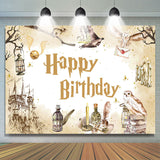 Allenjoy Sparkling Castle Owl Magic Theme Birthday Backdrop