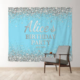 Allenjoy Sparkling Diamond Light Blue Custom Birthday Backdrop