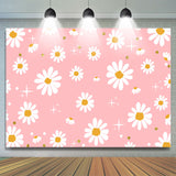 Allenjoy Sparkling White Flowers Pink Girls Party Backdrop