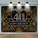 Allenjoy Special Lines Silver Happy 40Th Birthday Backdrop