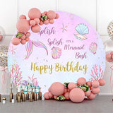 Allenjoy Splish Mermaid Bash Happy Birthday Round Backdrop