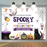 Allenjoy Spooky Costume Party Halloween Happy Birthday Backdrop