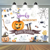 Allenjoy Spooky Halloween Party Happy Birthday Themed Bakcground