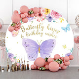 Allenjoy Spring Floral Butterfly Round Backdrop Birthday