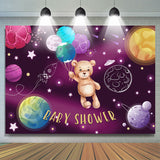 Allenjoy Starry Universe Teddy Balloon Baby Shower Backdrop