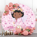 Allenjoy Stars Circle Angel Pink Round Party Backdrops