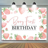 Allenjoy Strawberry First Sweet Birthday Girl Backdrop