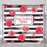 Allenjoy Stripes Red Rouse Stripes Custom Birthday Backdrop