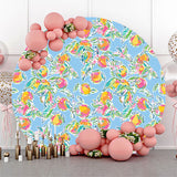 Allenjoy Stylish Fruits Plants Pattern Blue Circle Backdrop