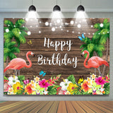 Allenjoy Summer Flamingo Butterfly Birthday Photo Background