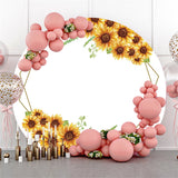 Allenjoy Sun Flower Geometry Pattern Round Birthday Backdrop