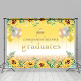 Allenjoy Sunflower And Balloons Congratulation Graduate Backdrop