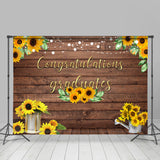 Allenjoy Sunflower And Glitter Congratulation Graduate Backdrop