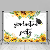 Allenjoy Sunflower And Green Leaves Graduation Party Backdrop