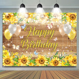 Allenjoy Sunflower Butterfly Spark Balloon Birthday Backdrop