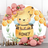 Allenjoy Sunflower Honeybee Theme Round Baby Shower Backdrop