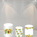 Allenjoy Sunflower White Backdrop Plinth Cylinder Cover Kit