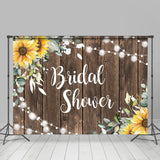 Allenjoy Sunflower With Leaves Wooden Bridal Shower Backdrop