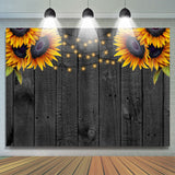 Allenjoy Sunflowers And Black Wooden Birthday Party Backdrop