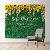 Allenjoy Sunflowers And Green Leaves Wedding Party Backdrop