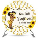 Allenjoy Sunflowers Gold Glitter Round Baby Shower Backdrop