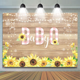 Allenjoy Sunflowers Wooden Glitter Babyq Themed Shower Backdrop