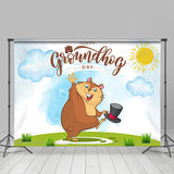 Allenjoy Sunny Grass Cartoon Happy Groundhog Day Backdrop